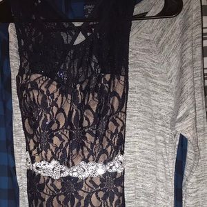 Long Form fitting navy blue prom dress